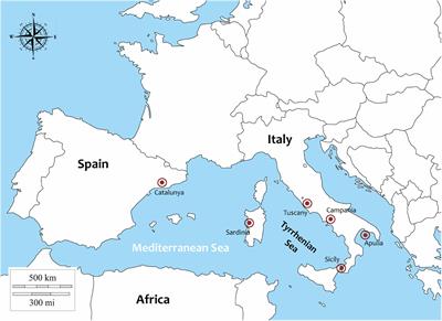 In the Wake of the Ongoing Mass Mortality Events: Co-occurrence of Mycobacterium, Haplosporidium and Other Pathogens in Pinna nobilis Collected in Italy and Spain (Mediterranean Sea)